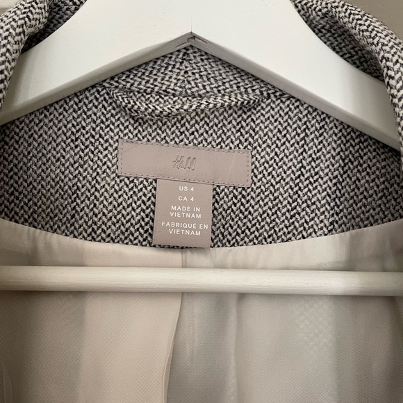 H&M ¾ sleeve grey herringbone blazer size 4 - Picture 4 of 5